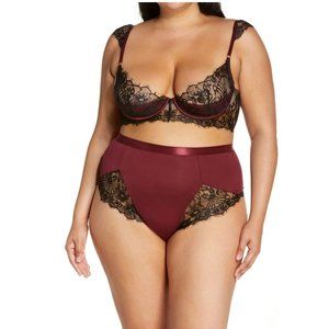 NWOT Oh La La Cheri Eyelash Lace Underwire Bra & High Waist Panties Set Size 2X